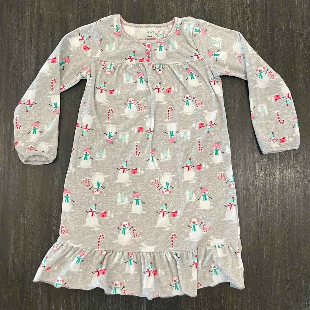 Carters Snowman Girls Nightgown 6/7